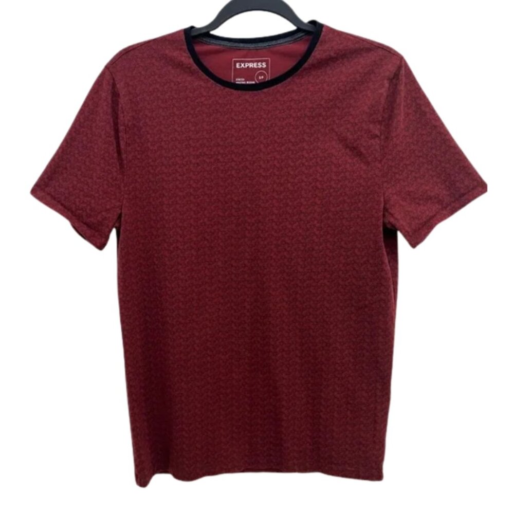 Express Men’ T-Shirt Brick Red Black Hawaiian Moisture Wicking Stretch - Size S